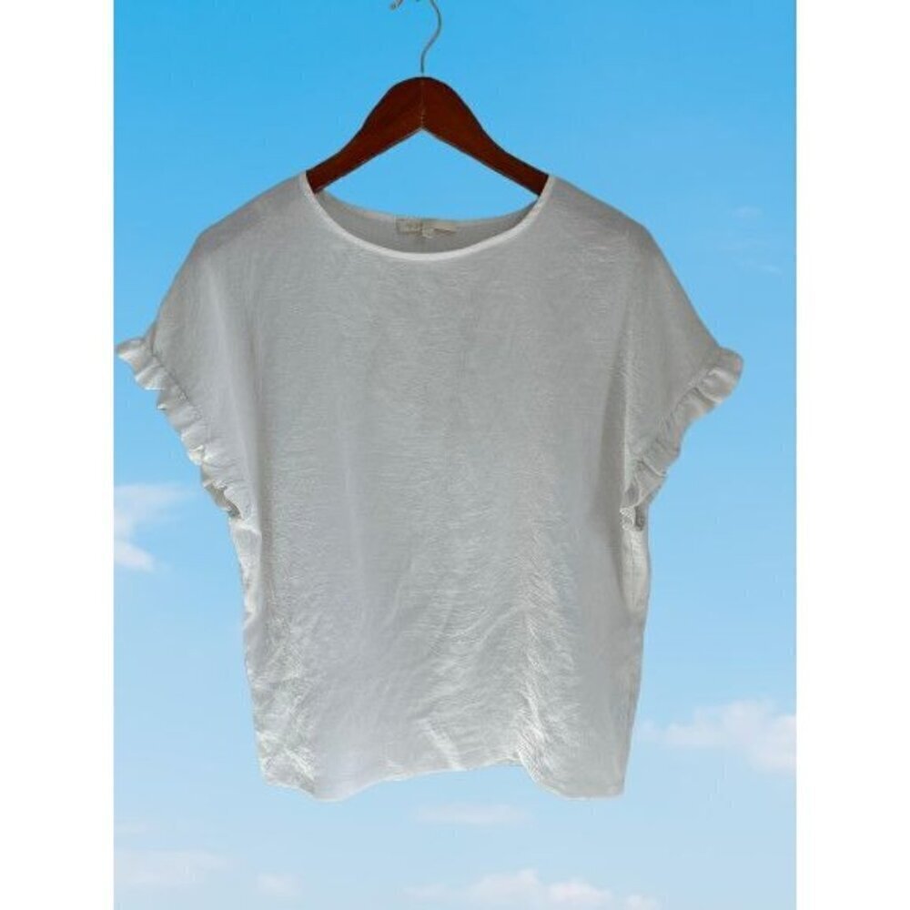 MAJE Fluted Sleeve Shirt White Blouse Size 2
